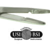 A close up of the logo for universal surgical instruments