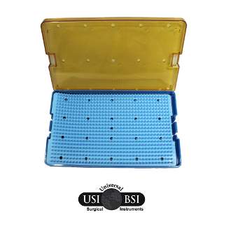 A Plastic Sterile Tray in Blue and Yellow Color