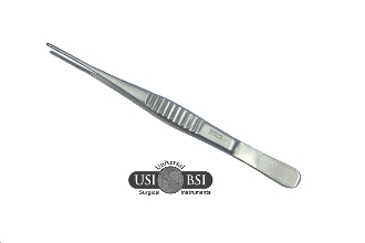 A stainless steel tweezer with a long handle.