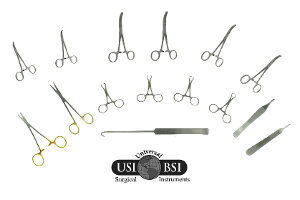 A group of surgical instruments that are all in different sizes.