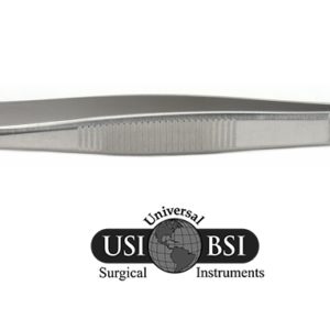 A Stainless Steel Thumb Forceps With Logo
