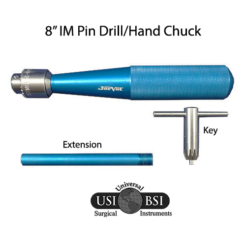 A blue drill with the name of " im pin drill / hand chuck ".