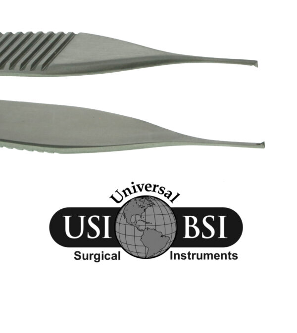 A pair of surgical instruments are shown with the universal bsi logo.
