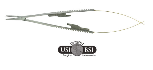 A pair of surgical instruments with the universal bsi logo.