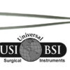 A pair of surgical scissors with the logo for universal surgical instruments.