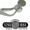 A close up of the logo for universal surgical instruments