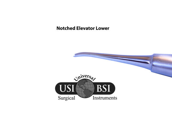A picture of the bottom of a book with the words " notched elevator lower ".