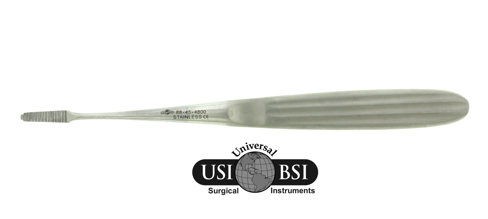A close up of the logo for universal surgical instruments