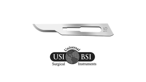A picture of the surgical instruments logo and its blade.