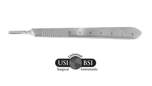 A ruler is shown with the logo of universal surgical instruments.