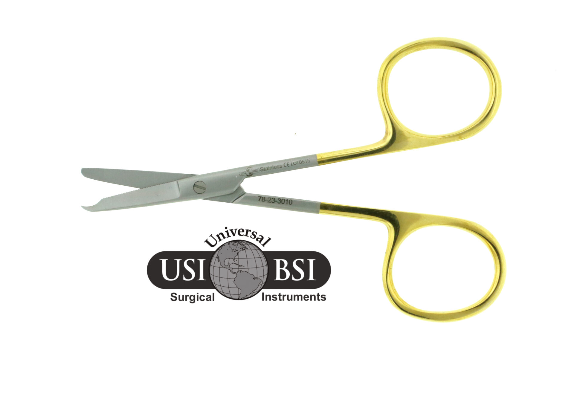 A pair of scissors with yellow handles and silver tips.