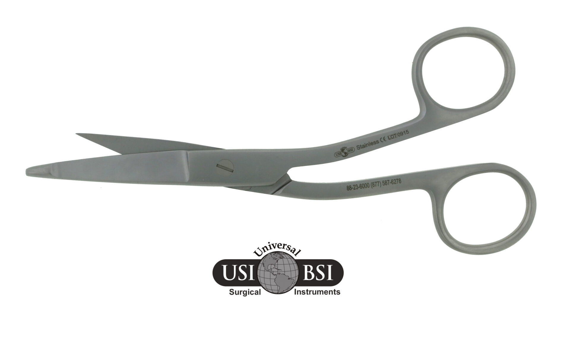 A pair of scissors with the us / bsi logo on top.