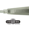 A close up of the bottom of a surgical instrument.